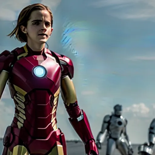 Image similar to a still of emma watson in iron man