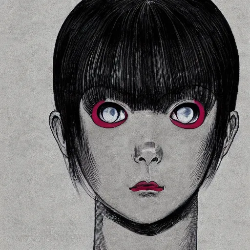 Image similar to a portrait of tomie by junji ito