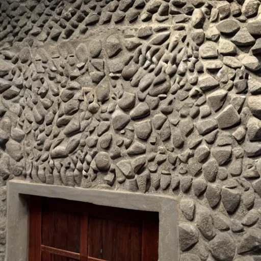 Image similar to the stone walls are inlaid with numerous ear sculptures