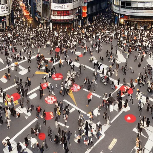 Prompt: Tokyo's Shibuya Crossing painted by Norman Rockwell