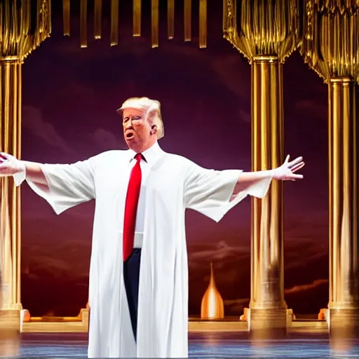 Prompt: photo of donald trump in book of mormon