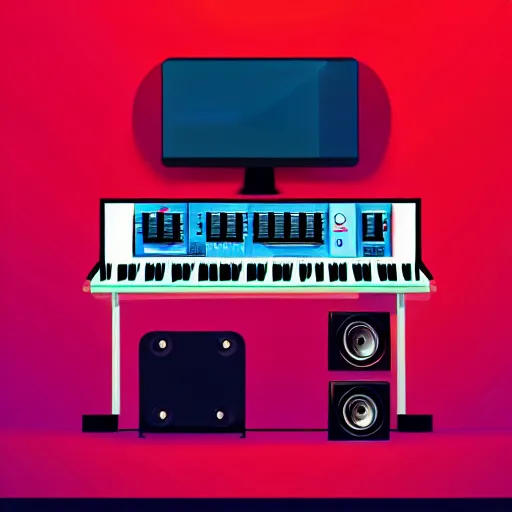 Image similar to a 2 d music recording studio, design, vector art, digital art, portrait, 4 k, 8 k, sharp focus, smooth, illustration, room, concept art