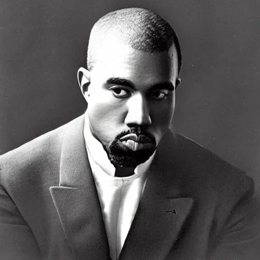 Image similar to a black and white photo of kanye west in 1920