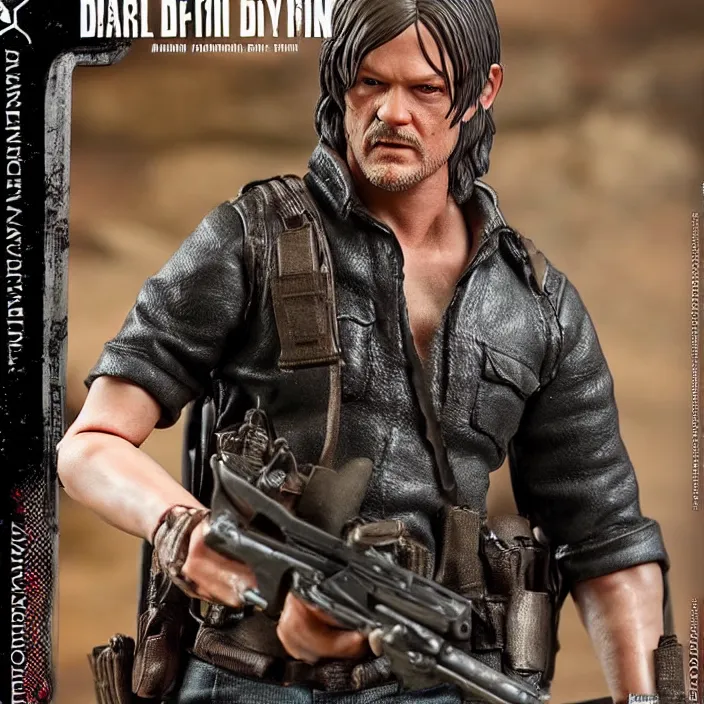 Image similar to a hot toys figure of daryl dixon, figurine, detailed product photo