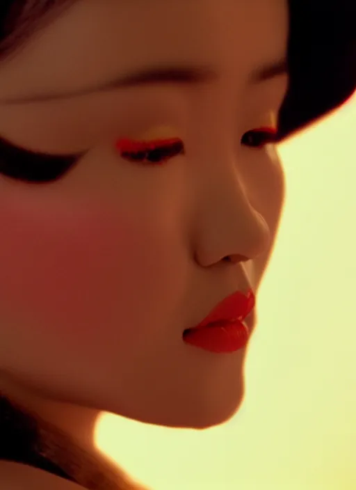 Prompt: a close up portrait film still of a bored stunning vietnamese actress from a year nineteen - seventy - two italian giallo film about finding a villain, global illumination, ultra ornate detail.