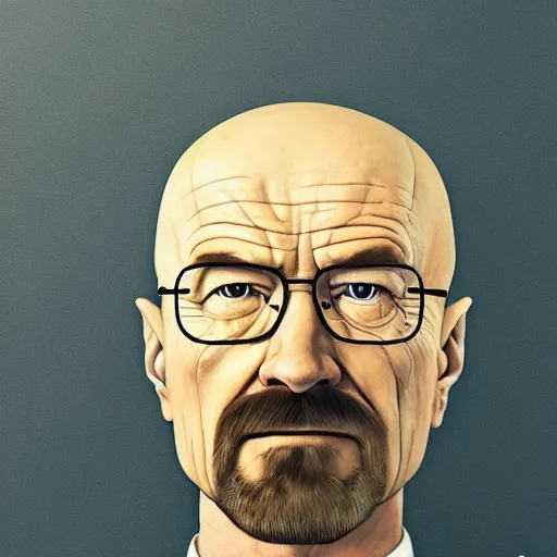 Prompt: walter white with a price of cheese for a head cheese for a head, cinematic photography, trending on artstation, -