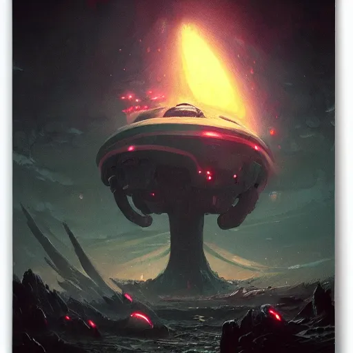 Image similar to alien mothership by Greg Rutkowski