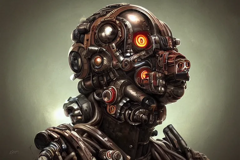 Image similar to “ a extremely detailed stunning portraits of atompunk cyborg by allen william on artstation ”