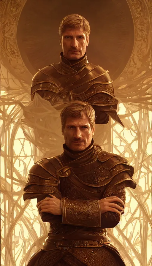 Image similar to sir jamie lannister , intricate, highly detailed, digital painting, artstation, concept art, smooth, sharp focus, illustration, Unreal Engine 5, 8K, art by artgerm and greg rutkowski and alphonse mucha