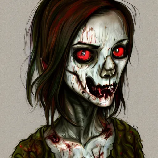 Prompt: a cute female zombie, digital art