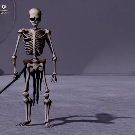 Prompt: A skeleton from the game Kenshi