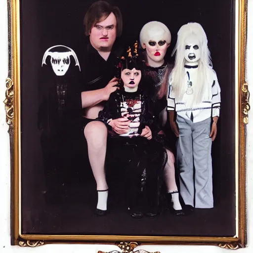 Prompt: haunted 1 9 8 0 s goth family portrait