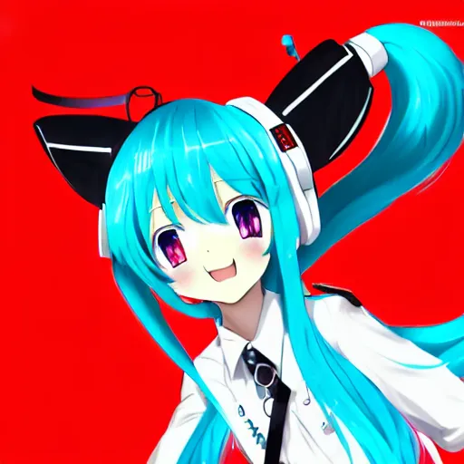 Image similar to hatsune miku on the moscow red square, high detailed anime art, trending on pixiv