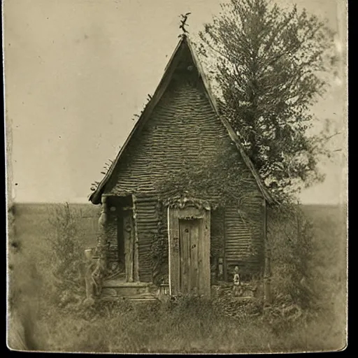 Image similar to tintype photo of a witches house