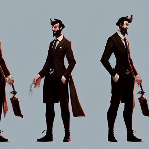 Prompt: a full body gentleman character design, league of legends wallpapers, dark fantasy, greg rutkowski, artstation, ambient lighting, digital painting