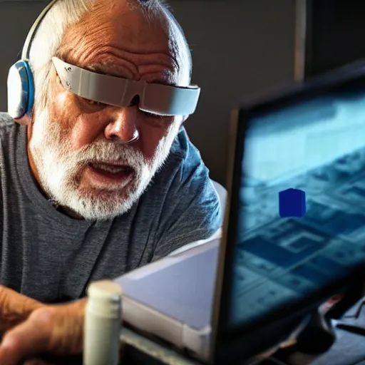 Prompt: old man playing csgo