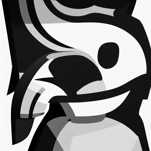 Prompt: an abstract, simplified icon depicting a penguin's head, eyes open, white background, elegant, award-winning, clever, render, blender, 3d, high quality, app, ios