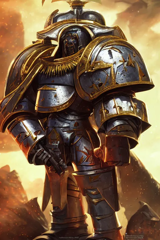 Image similar to armor portrait heros warhammer 4 0 k horus heresy fanart - the primarchs emperor by johannes helgeson animated with vfx concept artist & illustrator global illumination ray tracing hdr fanart arstation zbrush central hardmesh 8 k octane renderer comics stylized