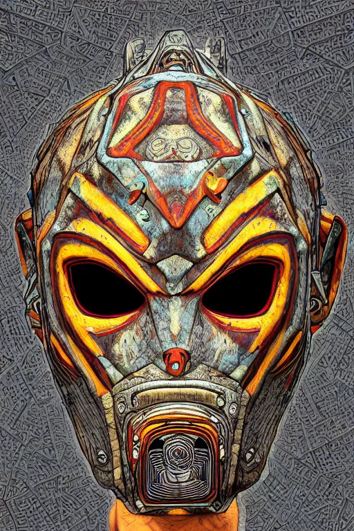 Image similar to tribal vodoo mask eye deepdream global illumination ray tracing hdr that looks like it is from borderlands and by feng zhu and loish and laurie greasley, victo ngai, andreas rocha, john harris wooly hair cut feather stone
