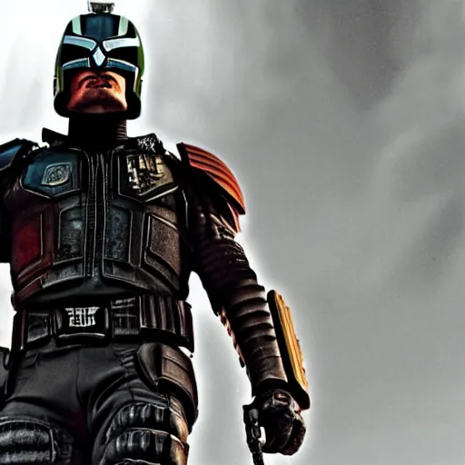 Prompt: a still from the movie judge dredd ( 2 0 1 2 ) the face of a person named doobani contri