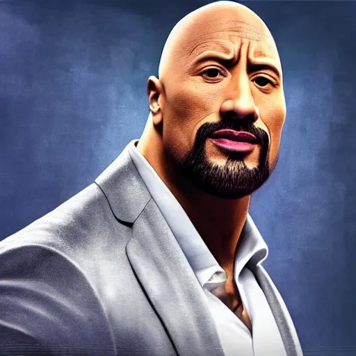 Image similar to dwayne johnson with dj khaled head instead, elegant, highly detailed, trending on artstation