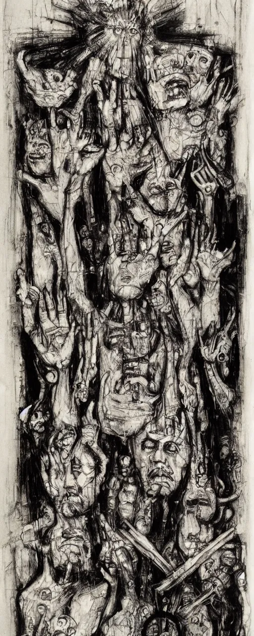 Prompt: user manual of god, by bernard buffet and stephen gammell and emil nolde, 8 k, trending on artstation