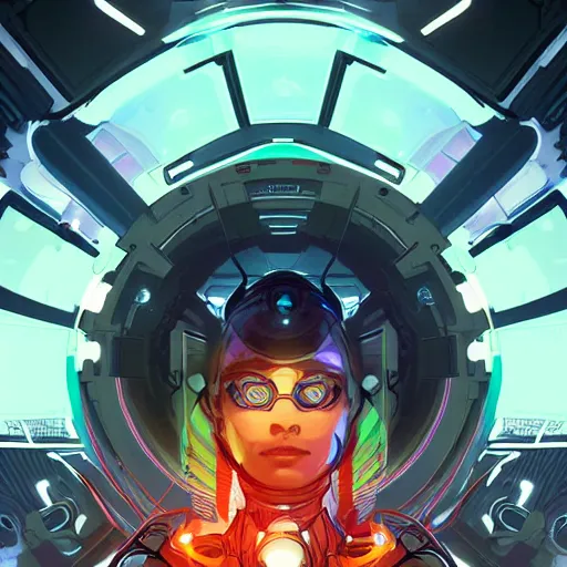 Prompt: symmetry! abstract futuristic robotic, psychedelic background, apex legends, epic lighting, illustration black outlining, ultra detailed, art by artgerm and greg rutkowski and alphonse mucha