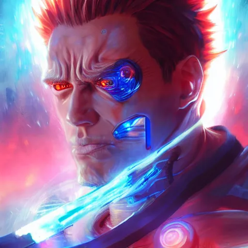 Prompt: anime portrait of the terminator as a shaman yedi using dark force to eliminate trump as an anime antagonist by Stanley Artgerm Lau, WLOP, Rossdraws, James Jean, Andrei Riabovitchev, Marc Simonetti, and Sakimichan, trending on artstation