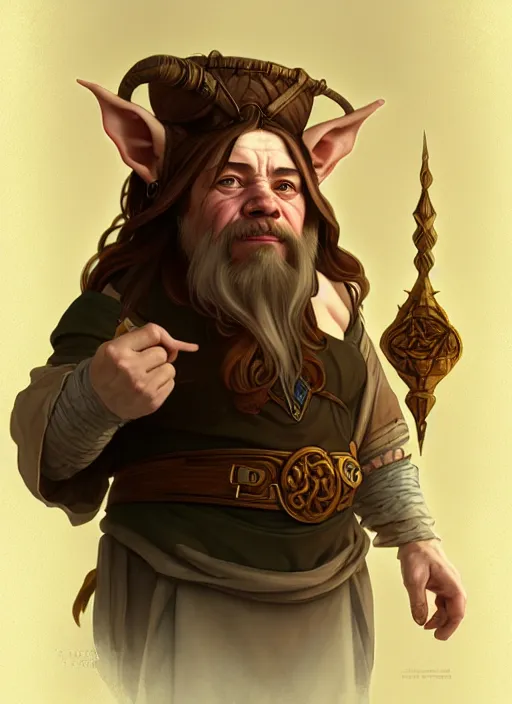 Image similar to portrait of an dwarf - elf using the golden ratio, highly detailed, digital painting, artstation, sharp focus, illustration, art by tan zi and ayanamikodon and alphonse mucha and wlop