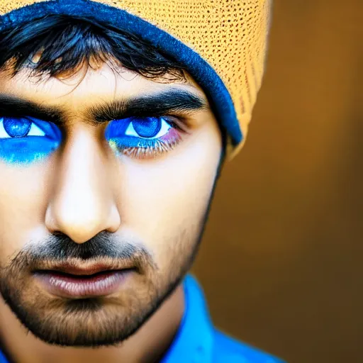 Portrait of a man with blue eyes in Guwahati, India.