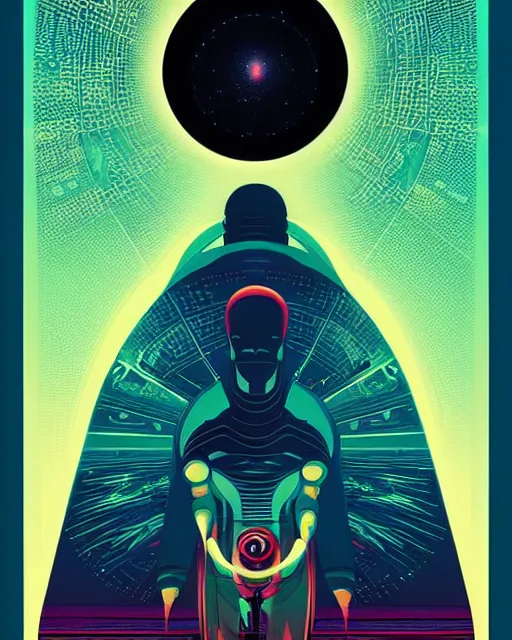 Image similar to A Futurist indie science fiction movie poster, traveller, divinity, planet, cosmic, by Kilian Eng