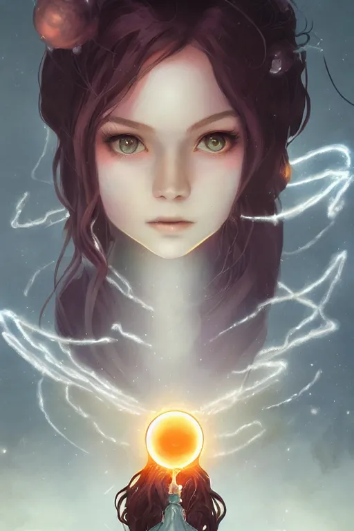 Image similar to a cute wizard girl conjuring a lightening ball, character art portrait, anime key visual, official media, illustrated by tom bagshaw, wlop, kentaro miura, extremely detailed, 8 k, trending on artstation, cinematic lighting, beautiful