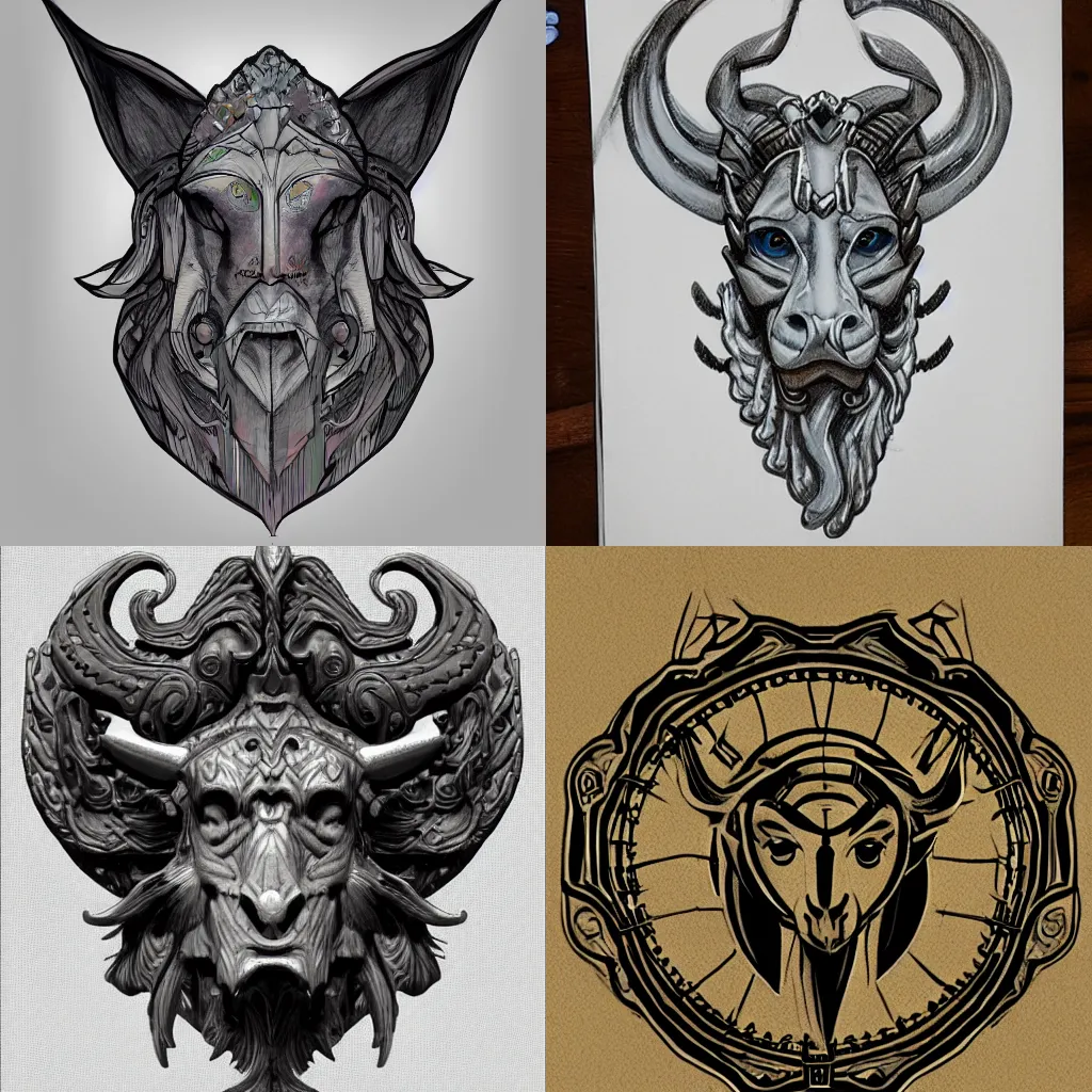 Image similar to concept art, zodiac head