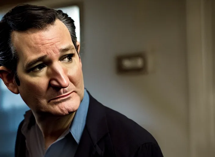 Image similar to ted cruz as louis bloom, movie still, from nightcrawler 2 0 1 4 movie, 8 k, realistic