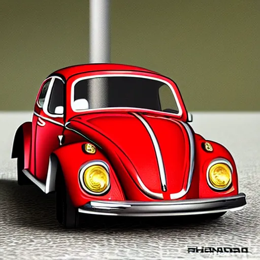 Prompt: red beetle car on top of a pole, photorealistic, fine details, highly detailed, m, ultra detailed, colorful