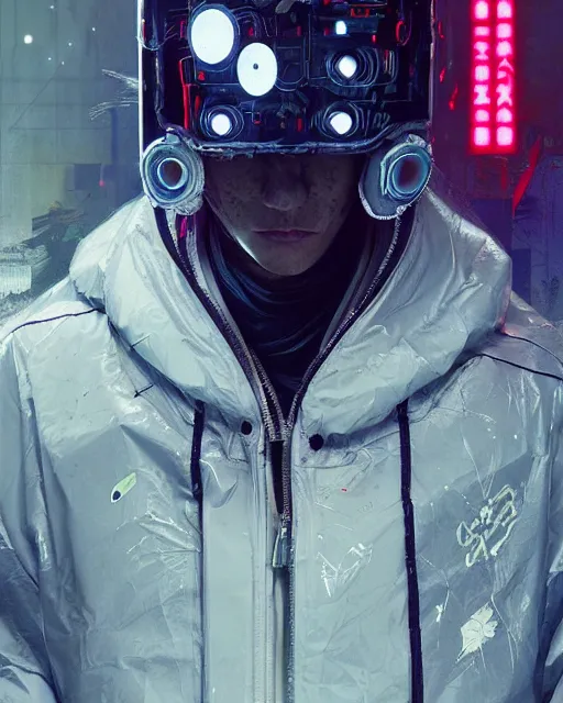 Image similar to detailed portrait ghost, cyberpunk futuristic neon, reflective puffy coat, decorated with traditional japanese ornaments by ismail inceoglu dragan bibin hans thoma greg rutkowski alexandros pyromallis nekro rene maritte illustrated, perfect face, fine details, realistic shaded, fine - face, pretty face