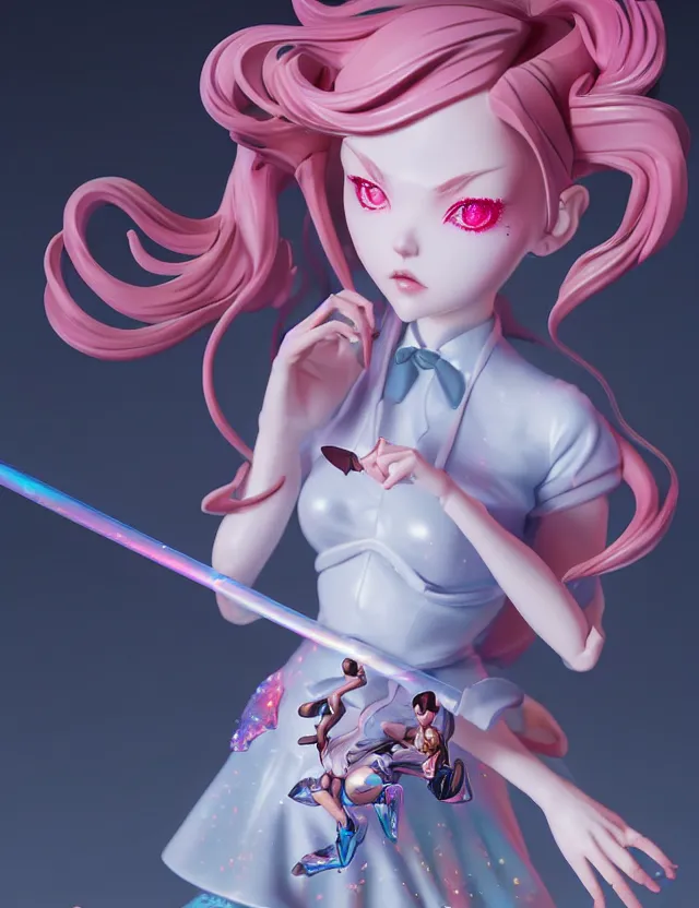 Image similar to james jean, ilya kuvshinov isolated magical girl vinyl figure, figure photography, glitter accents on figure, holographic undertones, anime stylized, high detail, ethereal lighting, rim light, expert light effects on figure, sharp focus, dramatic composition and glowing effects unreal engine, octane, editorial awarded character design