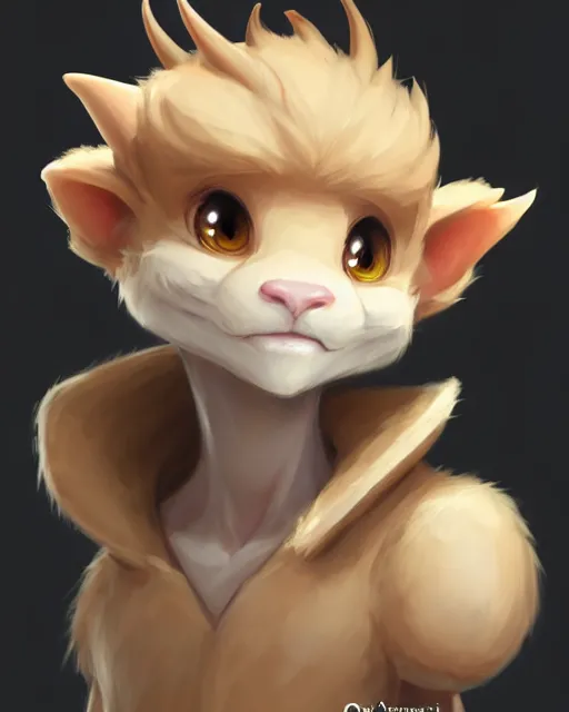 Image similar to character concept art of a cute baby male anthropomorphic beige dragon furry | | cute - fine - face, pretty face, key visual, realistic shaded perfect face, fine details by stanley artgerm lau, wlop, rossdraws, james jean, andrei riabovitchev, marc simonetti, and sakimichan, trending on artstation