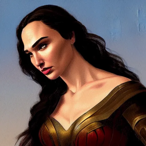 Image similar to portrait of Gal Gadot, in the style of the Hudson River School