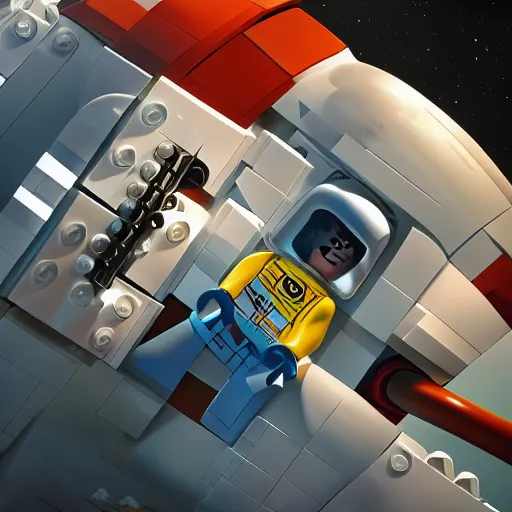 Prompt: lego astronaut in the spaceship by goro fujita, realism, sharp details, cinematic, highly detailed, digital,