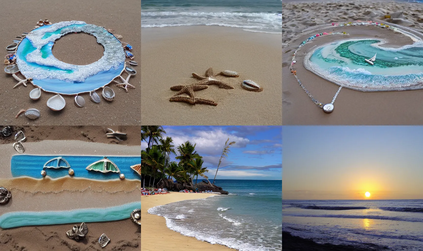 Prompt: beach made from jewellery