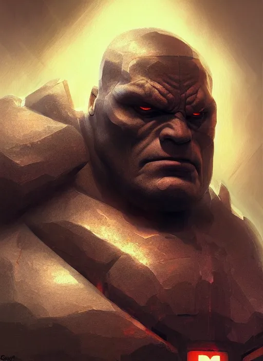 Image similar to very detailed masterpiece painting of darkseid from dc comics, portrait, artstation, concept art by greg rutkowski