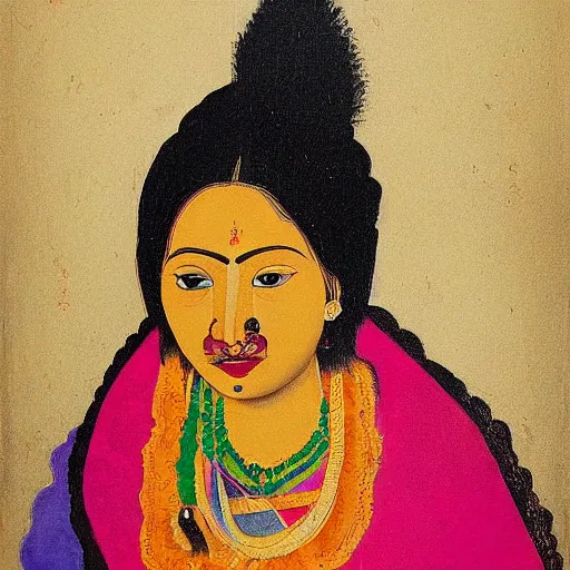 Prompt: nepali woman painting by leonardo da vinc in the style of monalisai