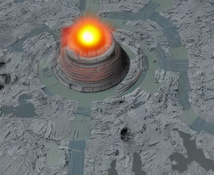 Prompt: 4 k hd, high detail photograph of a nuclear blast, full colour, shot with sigma f / 4. 2, 2 5 0 mm sharp lens, wide shot, consistent, isometric view, volumetric lighting, high level texture render