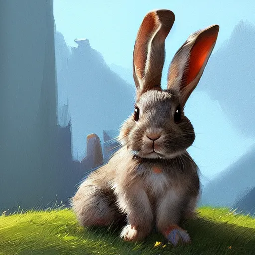 Prompt: cute rabbit by raphael lacoste, featured on artstation