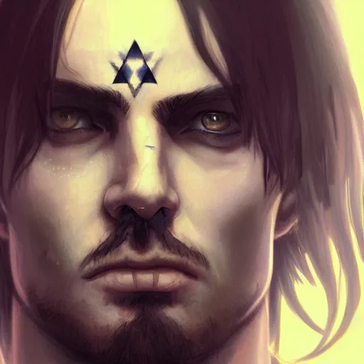 Prompt: kinda sleep deprived emo man with a star tattoo on his face, highly detailed, sharp focus, artstation, digital painting, by artgerm and greg rutkowski and alphonse mucha