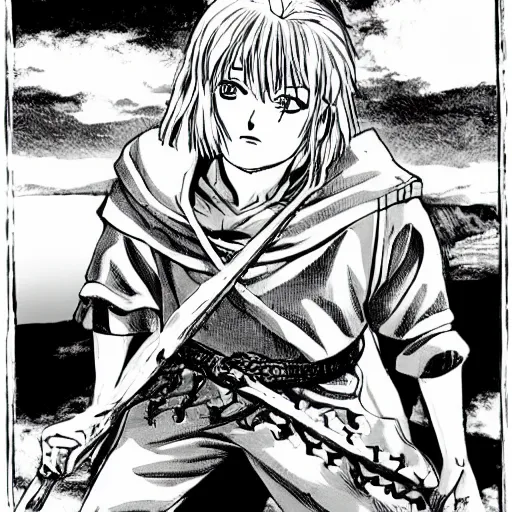 Image similar to fantasy blonde boy thief, vinland saga anime style