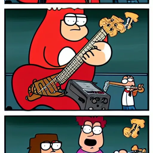 Image similar to peter griffin family guy playing an epic guitar solo