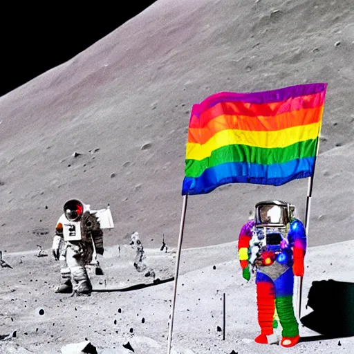 Prompt: pride day parade on the moon