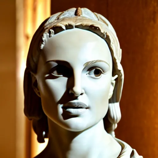 Prompt: natalie portman as a greek marble statue